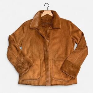 Brandon Thomas Tan Faux Fur Sherling Coat Size M